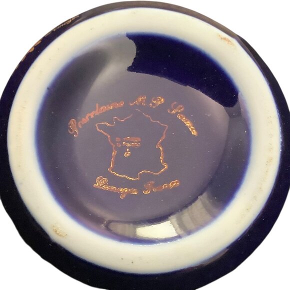 Vtg Porcelaine De Limoges France Cobalt Blue & Gold Gilt Bud Vase 6” RARE - Picture 4 of 5